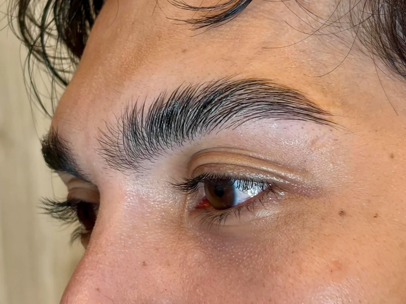 men's brow lamination close-up, full lifted brow, AyuriNails Beauty Lounge Poblacion Makati